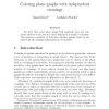 Coloring plane graphs with independent crossings