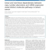 Linear and non-linear dependencies between copy number aberrations and mRNA expression reveal distinct molecular pathways in Bre