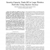 Security-capacity trade-off in large wireless networks using keyless secrecy